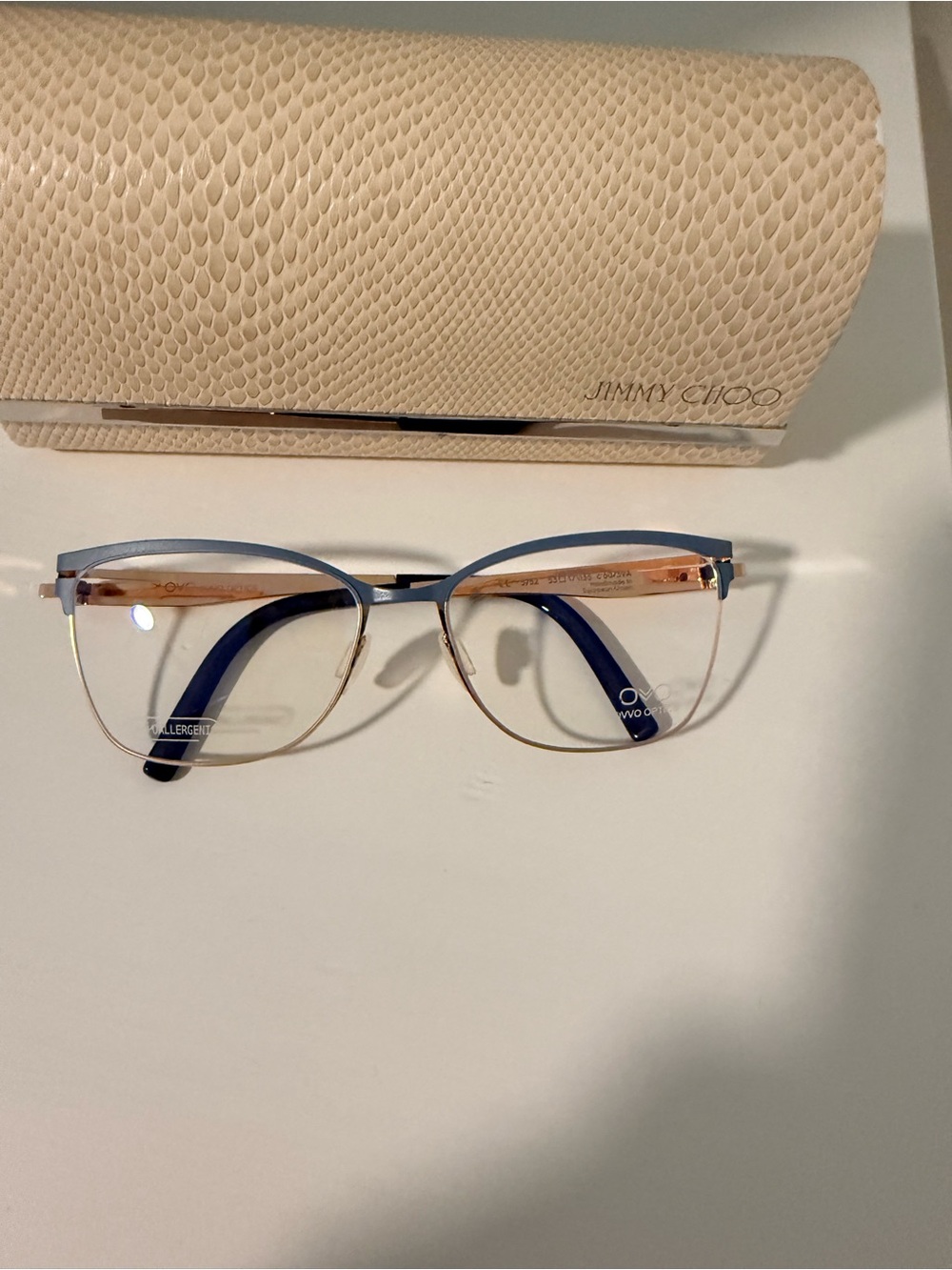 Ovvo Women's “powder gray”  and 14kt Gold plated, pure titanium eyeglasses.